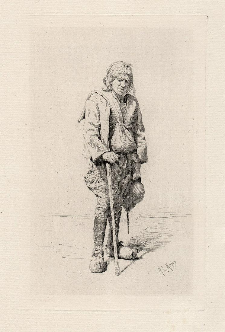 1883 Mortimer Menpes A Breton Beggar etching signed (1 of 2)