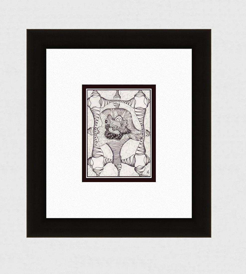 Alexander Constantine Ink Drawing Self-Portrait signed: Alexander Constantine. Self-Portrait. Original ink drawing. Year: 2011. Signed by the Artist, lower right. (Ink study for a painting). Sight 4 x 5 1/2 inches. 11/2 x 13 inches. This piece has been pro