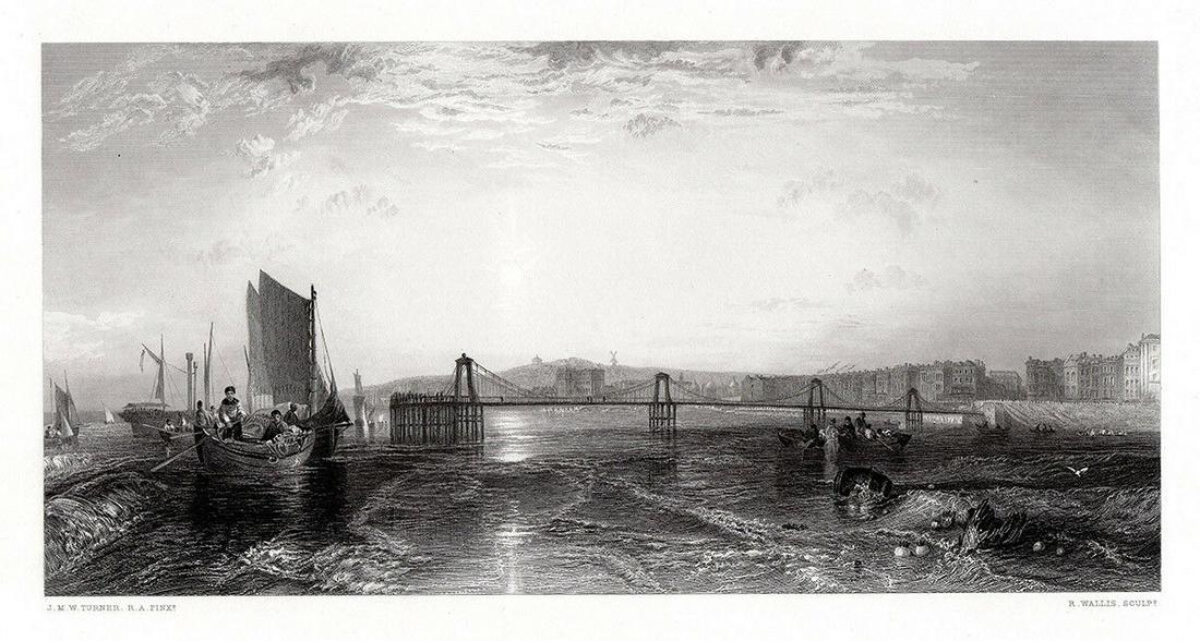 Joseph Mallord William Turner The Chain Pier, Brighton engraving signed (1 of 3)