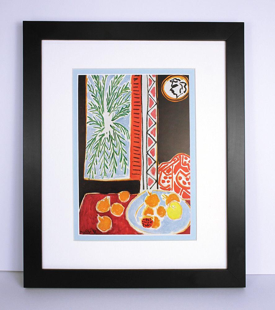 Henri Matisse 1948 print Nature Morte aux Grenades, fond noir (Still life with Pomegranates, black: Henri Matisse. (1869-1954). Nature Morte aux Grenades, fond noir (Still life with Pomegranates, black background). Color Heliogravure after the Original Oil on Canvas. 1948. Signed in the Plate. Excel