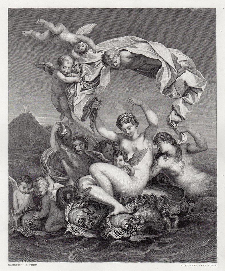 1875 Domenichino Triumph of Galatea engraving signed (1 of 3)