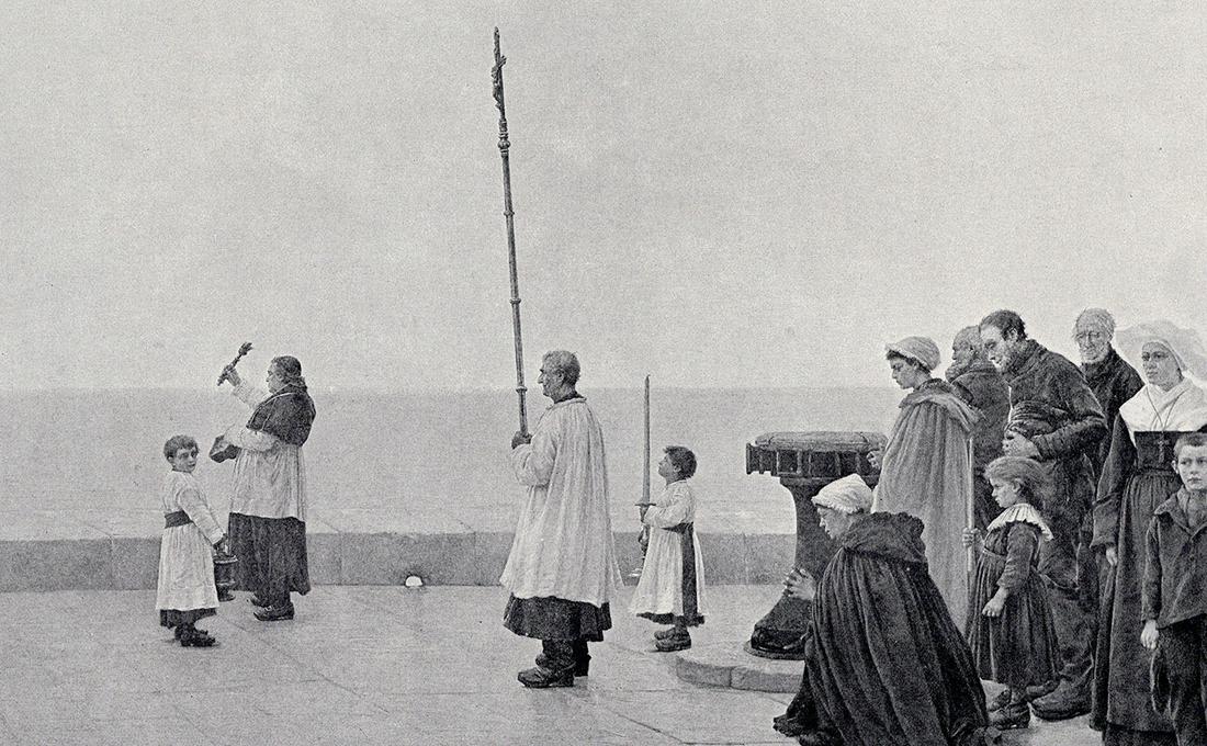 Georges HAQUETTE 1800s Antique Print Benediction of the Sea FRAMED COA (1 of 2)