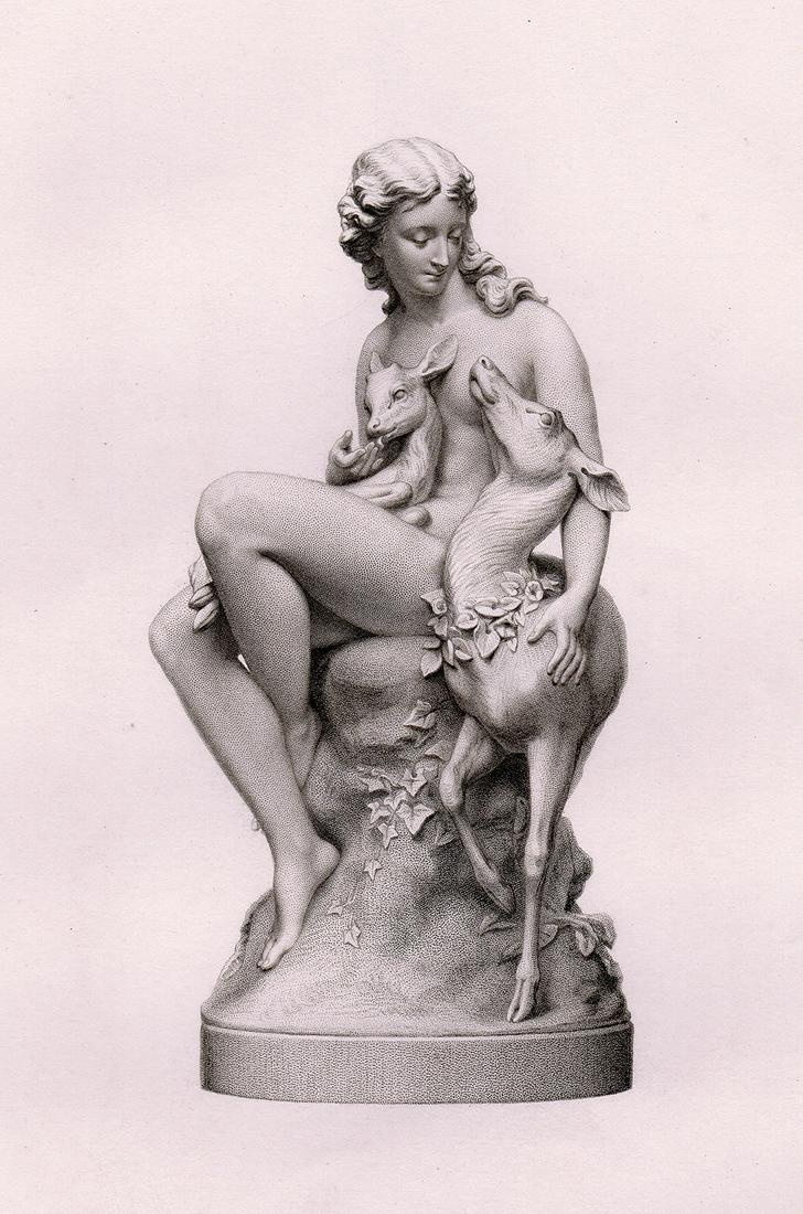 Charles Bell Birch The Fawn 1869 engraving (1 of 2)