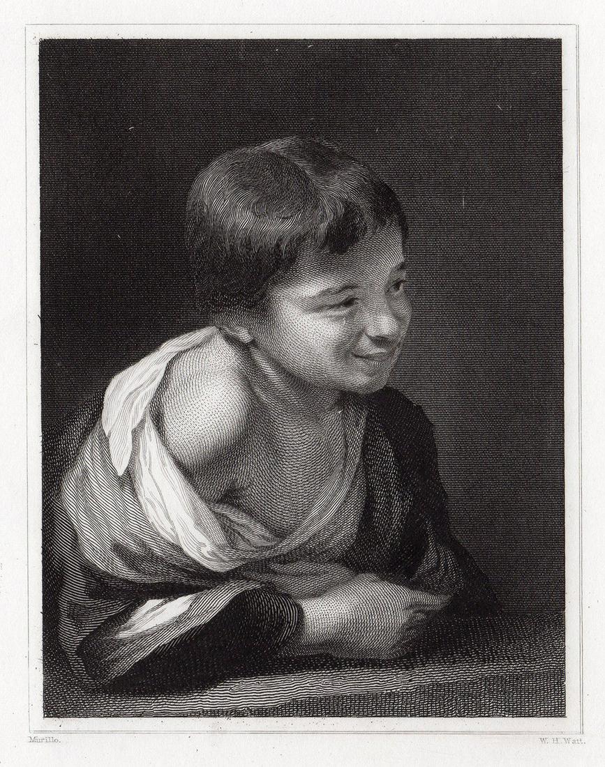 Bartolome Esteban Murillo A Peasant Boy leaning on a Sill (Spanish Peasant Boy) engraving signed (1 of 3)