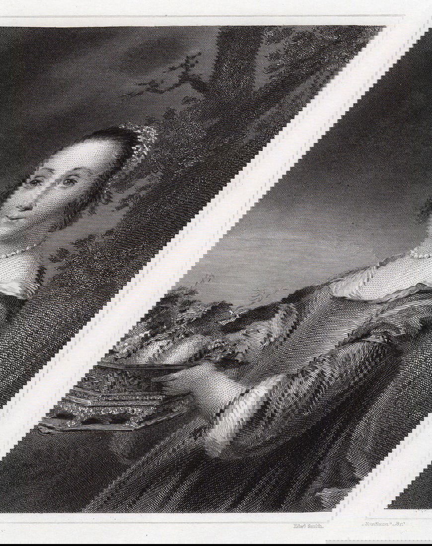 Ferdinand Bol Dutch Lady (Petronella Elias (1648-1667) with a Basket of Fruit) engraving signed: Ferdinand Bol. (Dutch, 1616 - 1680). Dutch Lady (Petronella Elias (1648-1667) with a Basket of Fruit). Antique engraving on thick wove paper after the original oil on canvas by master engraver Edward