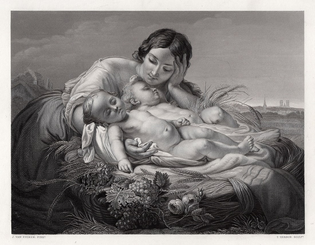 Jan Van Eycken 1800s Engraving A Bountiful Harvest Signed Framed (1 of 3)