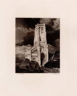 Richard Parkes Bonington A Gothic Tower 1879 etching: Richard Parkes Bonington. "A Gothic Tower". Antique etching on thick laid paper after the original by master etcher T. S. Townsend. 1879. Signed in the plate. Excellent. Image size 4 1/4 x 5 1/8 inche