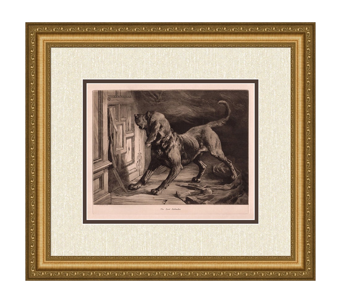 1893 Herbert Dicksee The Last Defender etching signed (1 of 4)