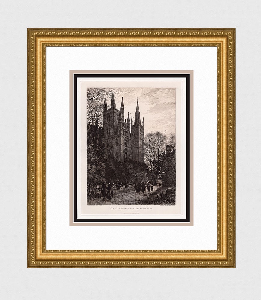 Axel Herman Haig 1887 print Peterborough Cathedral (Die Cathedrale von Peterborough) signed (1 of 3)