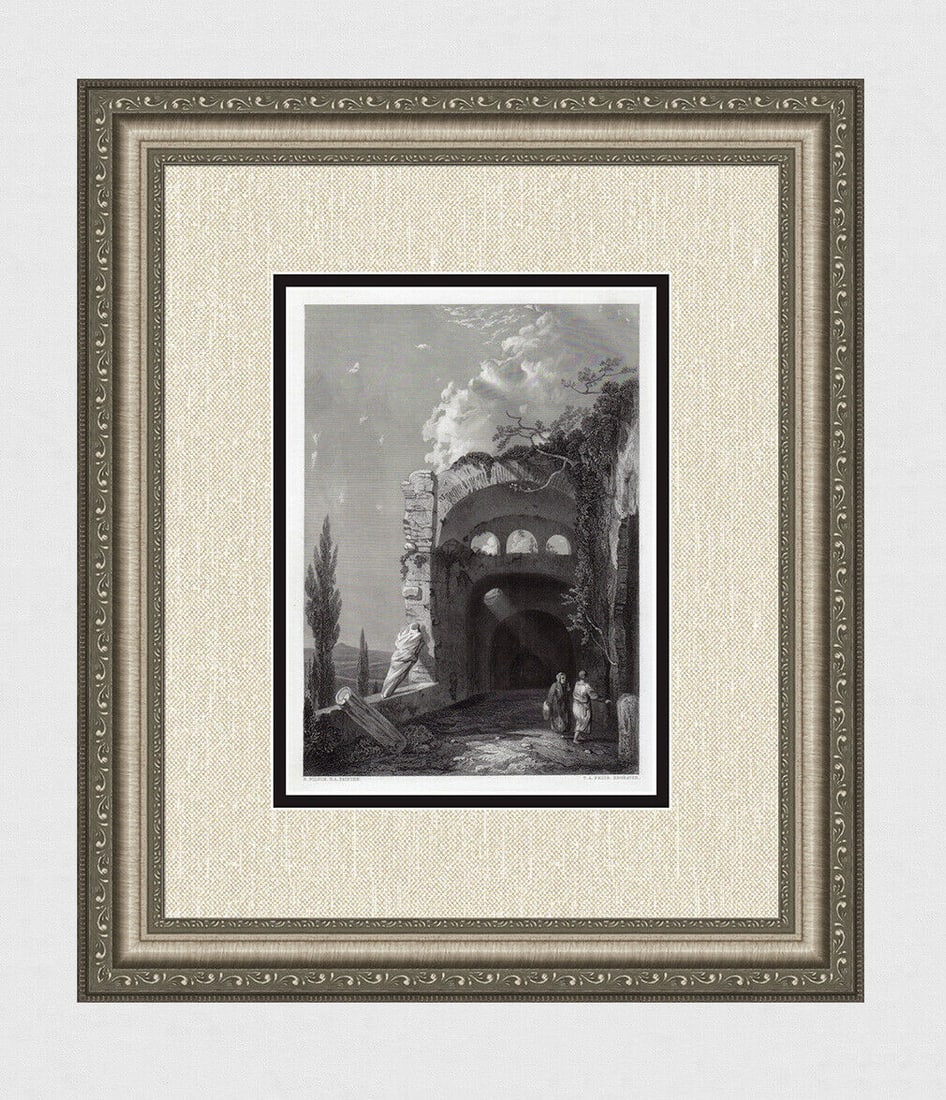 Richard Wilson Ruins in Italy (Maecenas' Villa, Tivoli, Italy) 1852 Engraving Signed: Richard Wilson. Ruins in Italy (Maecenas' Villa, Tivoli, Italy). Antique steel engraving on wove paper after the original oil on canvas by master engraver Thomas Abiel Prior (British, 1809 - 1886). 18