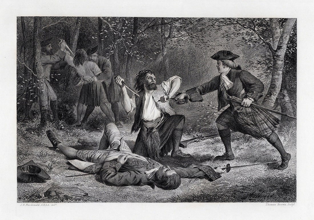 John Blake Macdonald Engraving The Death of George Staunton Framed SIGNED: John Blake MacDonald (Scottish, 1829- 1901). The Death of Sir George Staunton. Antique etching on wove paper after the original by master engraver Thomas Brown (British, c.1867-1887 fl.). Signed in th