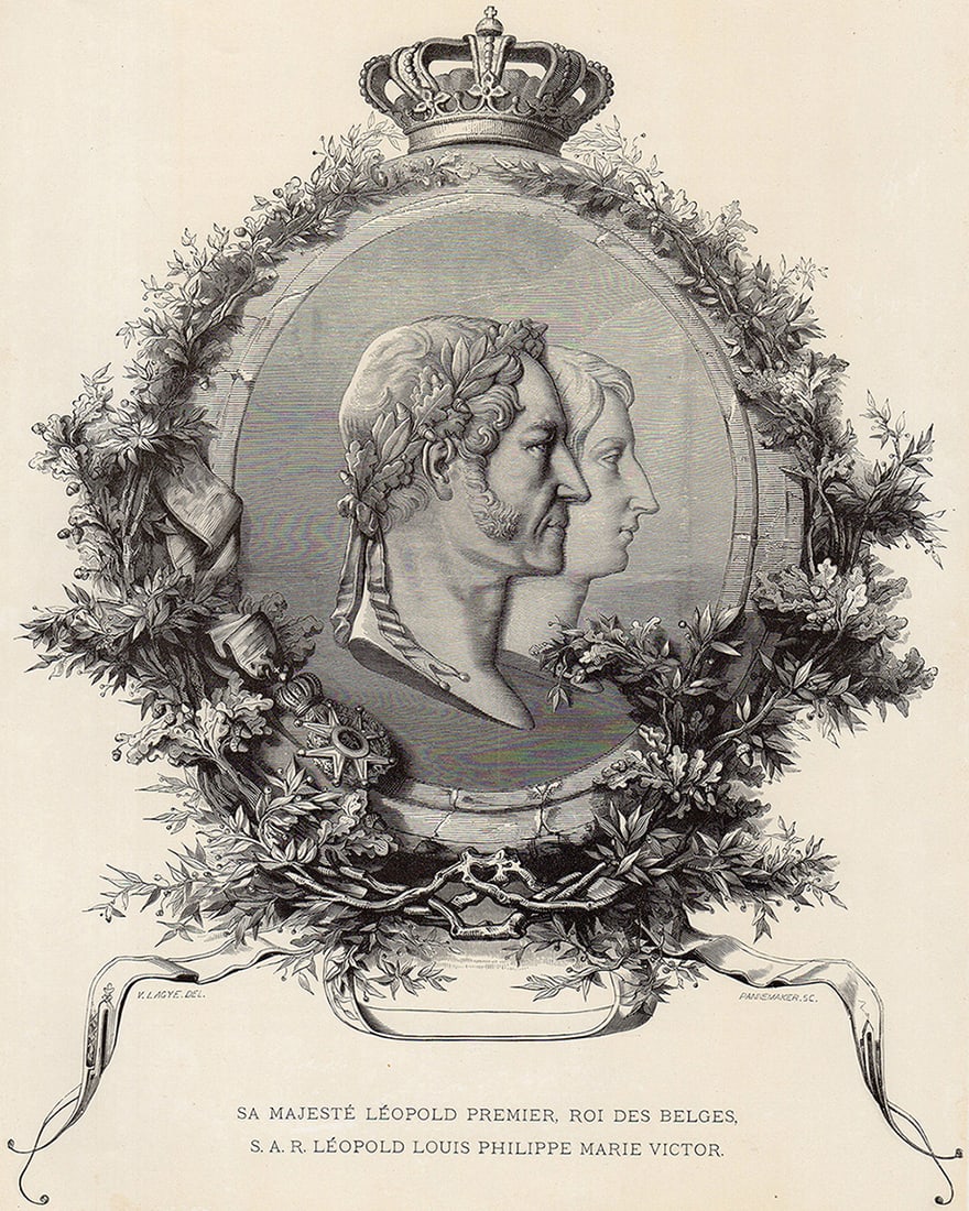 Victor Lagye Antique Woodcut Leopold I Framed (1 of 2)