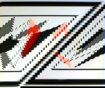 Alexander Calder Original 1963 Lithograph Framed Stabiles: Calder, Alexander. "Stabiles" Color lithograph published by Maeght, 1963. Sheet 15 x 22 inches, framed 23 x 30 inches. Professionally framed and matted. Notes: reference dlm 141. This artwork is accom