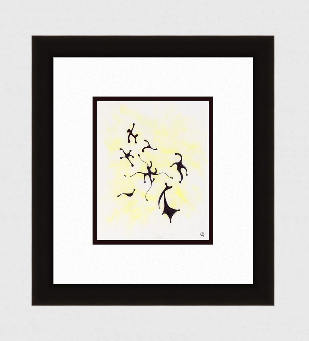 Alexander Constantine Ink Mixed Media Dancers II signed: Alexander Constantine. Dancers II. Original mixed media ink with pastel. Year: 2014. Signed by the Artist, lower right. Sight 6 1/2 x 8 inches. 14 x 15 1/2 inches. This piece has been professionally m