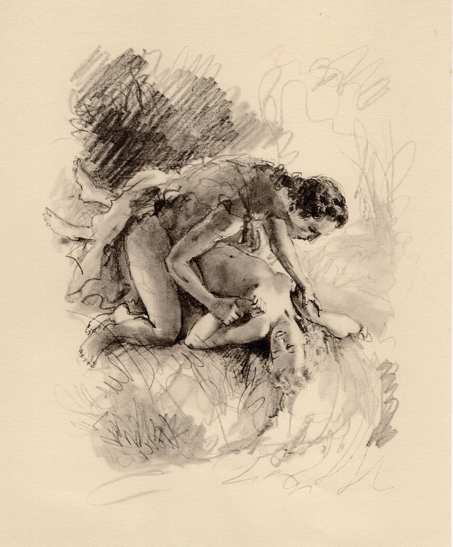 Original 1947 Paul-Emile Becat Limited Lithograph Love & Desire Framed (1 of 2)
