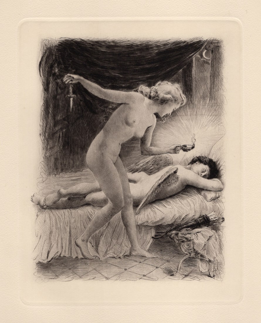 Psyche Stabbing Cupid Original 1955 Paul-Emile Becat Limited Etching (1 of 2)