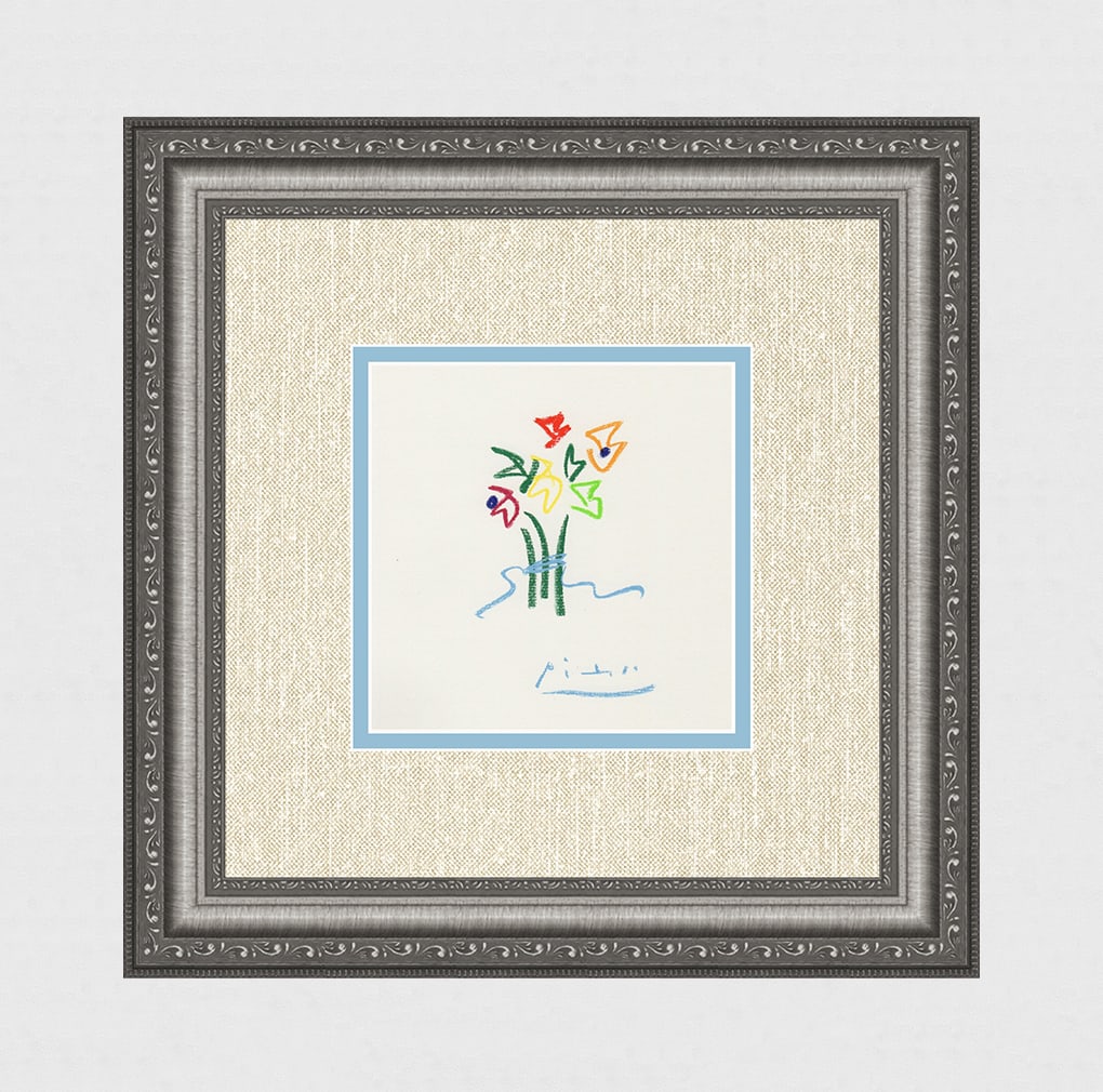 1968 Pablo Picasso Color Lithograph "Flower Bouquet"  Signed Framed (1 of 2)