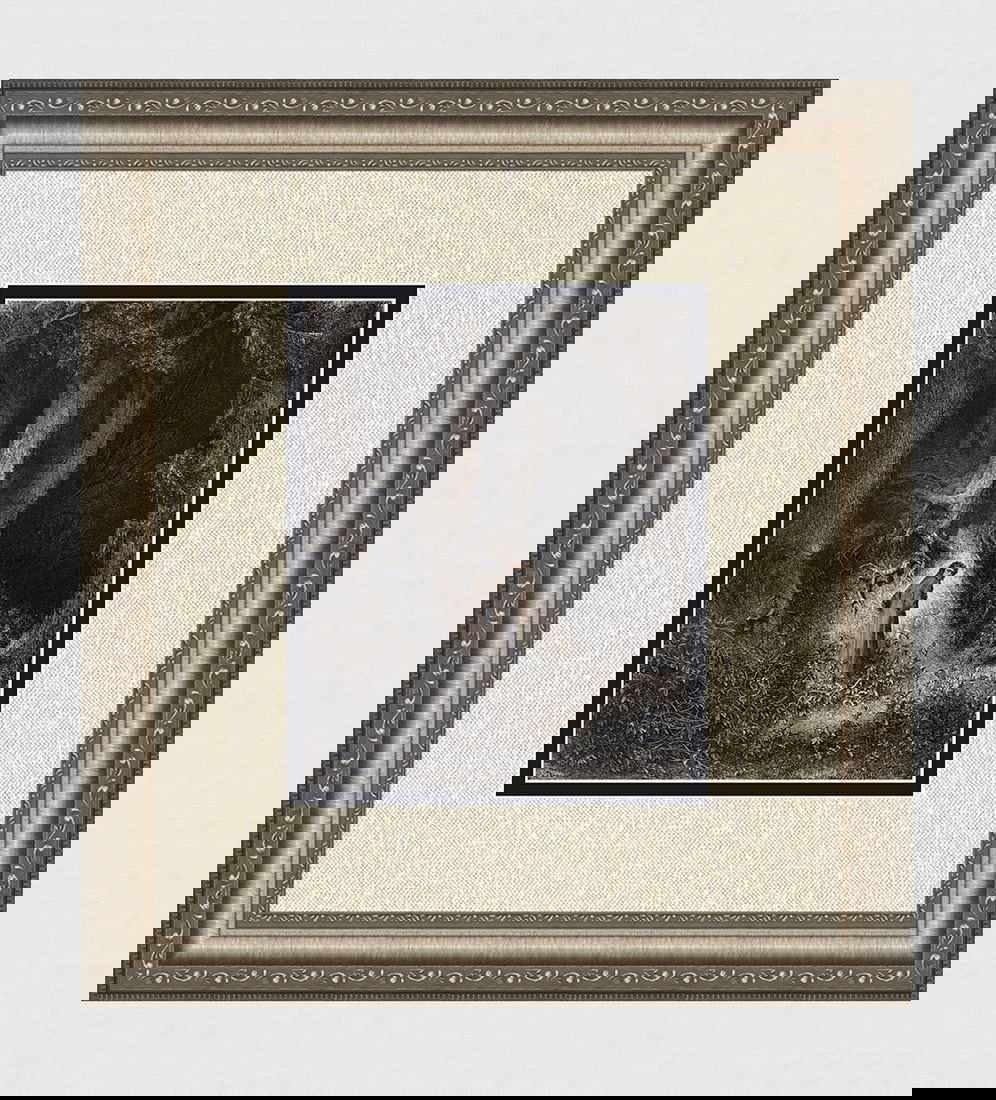 Gustave Dore Spiritual Darkness (Dante's Divine Comedy Enferno) c. 1880 Wood Engraving: Gustave Dore (Paul Gustave Louis Christophe Dore) (French, 1832-1883). Chant 1. In a Gloomy Wood (Dante's Divine Comedy Enferno). Antique Wood Engraving on wove paper after the original by master wood