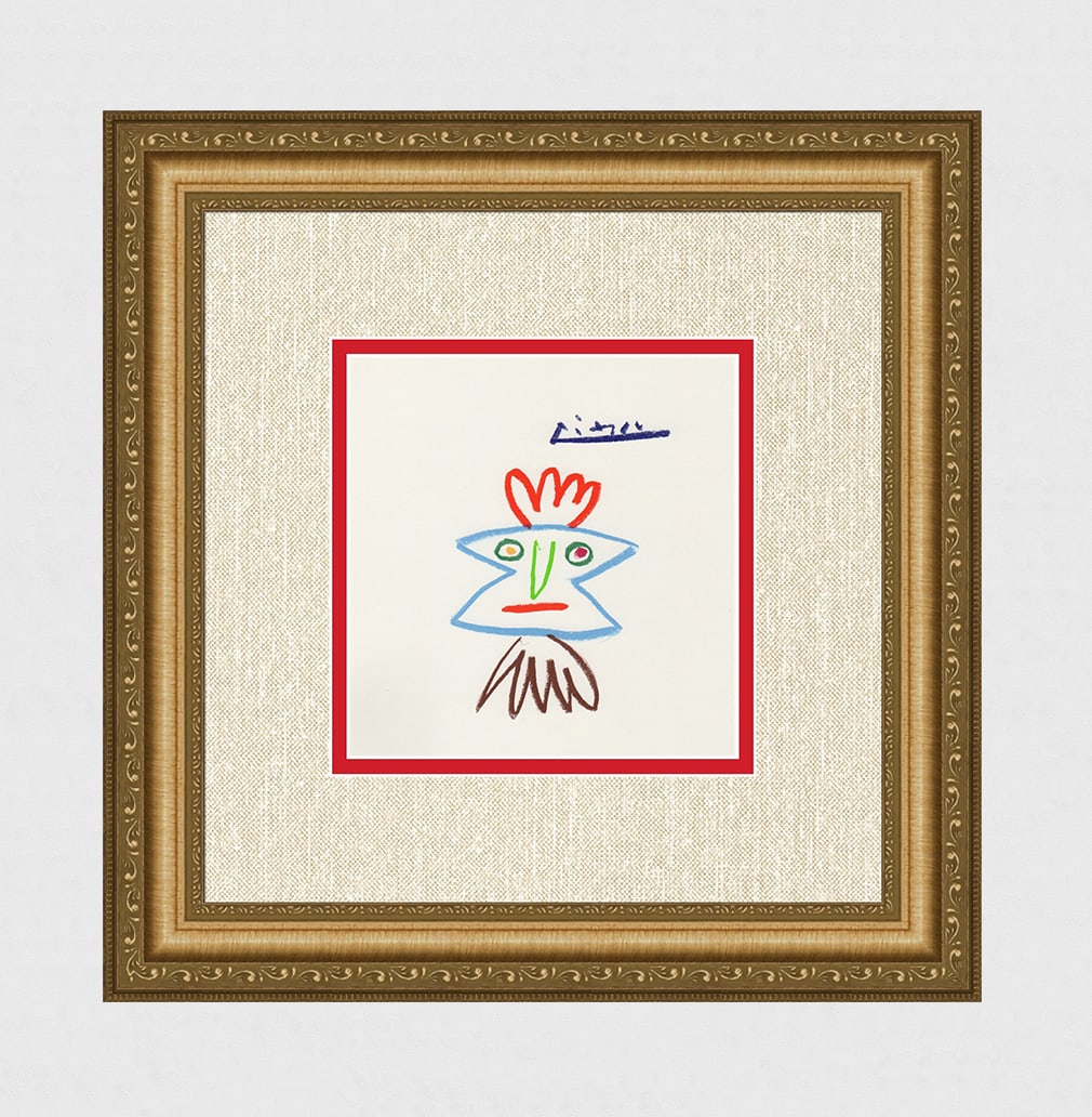 Edition Pablo Picasso 1968 Color Lithograph "Faces" Signed Framed (1 of 2)