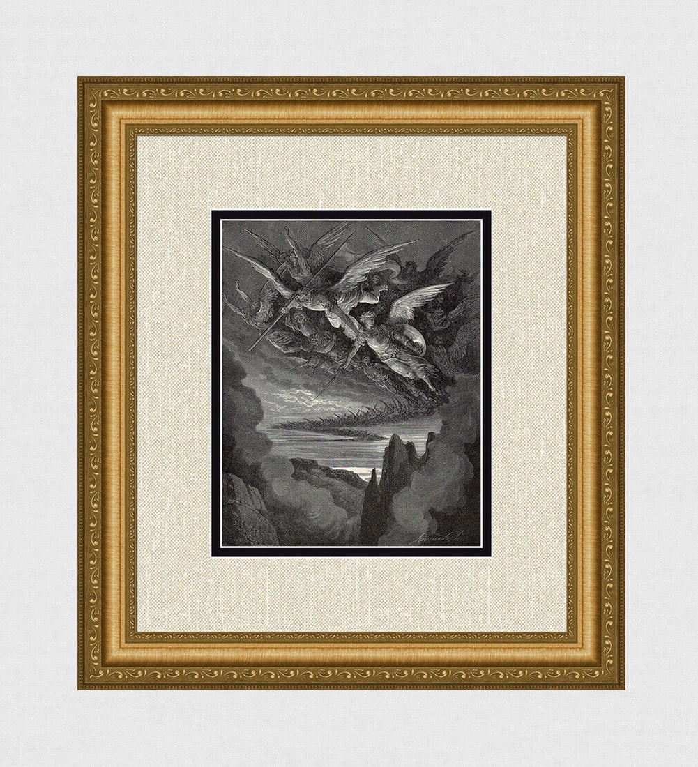 Gustave Dore Bad Angels in Hell (Milton's Paradise Lost) c. 1880 Wood Engraving Signed (1 of 3)