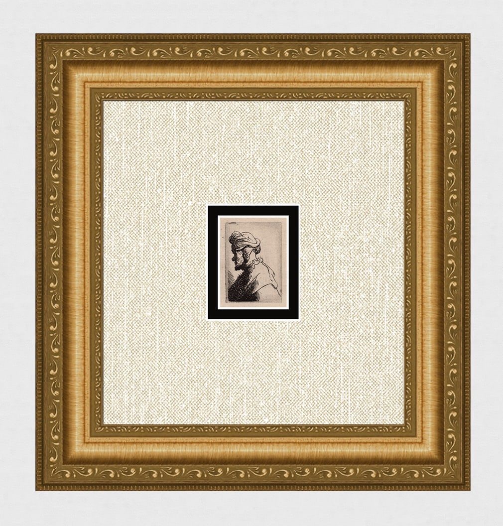1800s Rembrandt Etching B323 Man in Cap DURAND Original Framed (1 of 4)