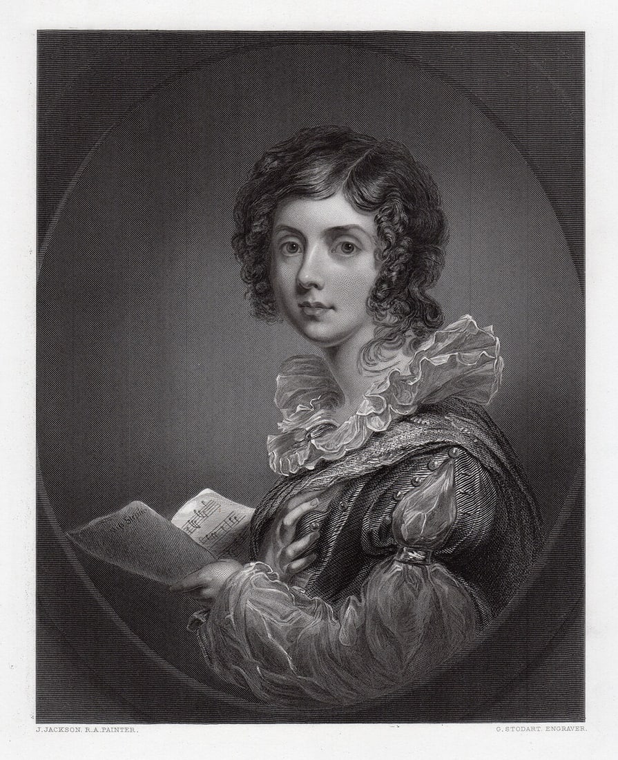 1800s John Jackson Engraving "The Young Songstress" Framed Signed (1 of 3)