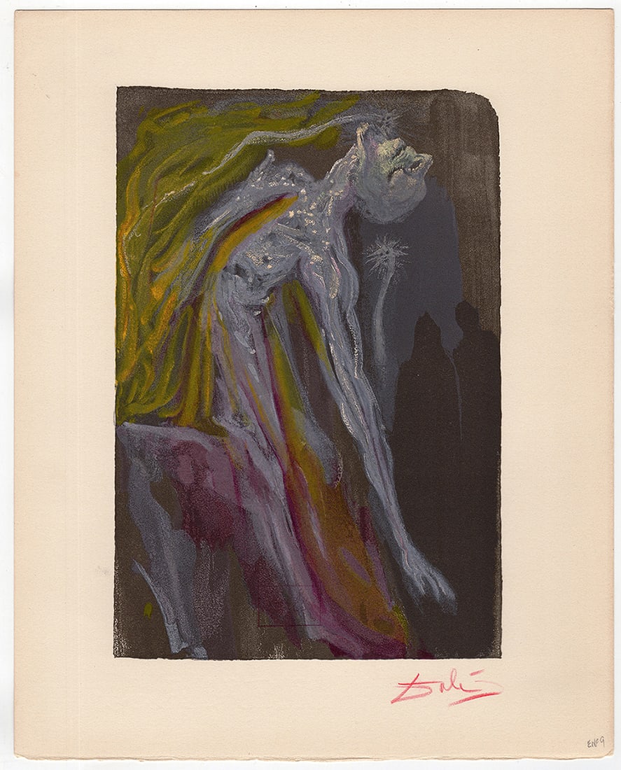 1960 Salvador Dali Furies Authentic Woodcut (1 of 4)