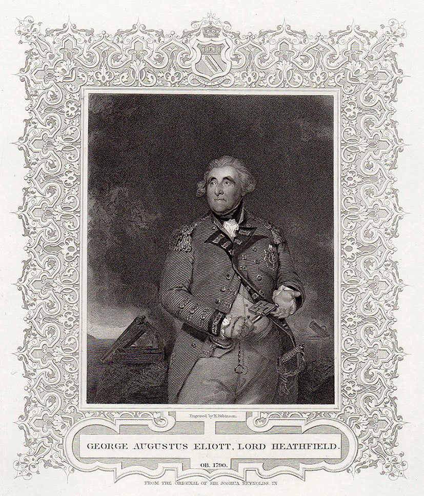 Sir Joshua Reynolds 1855 engraving George Eliott Lord Heathfield signed (1 of 2)