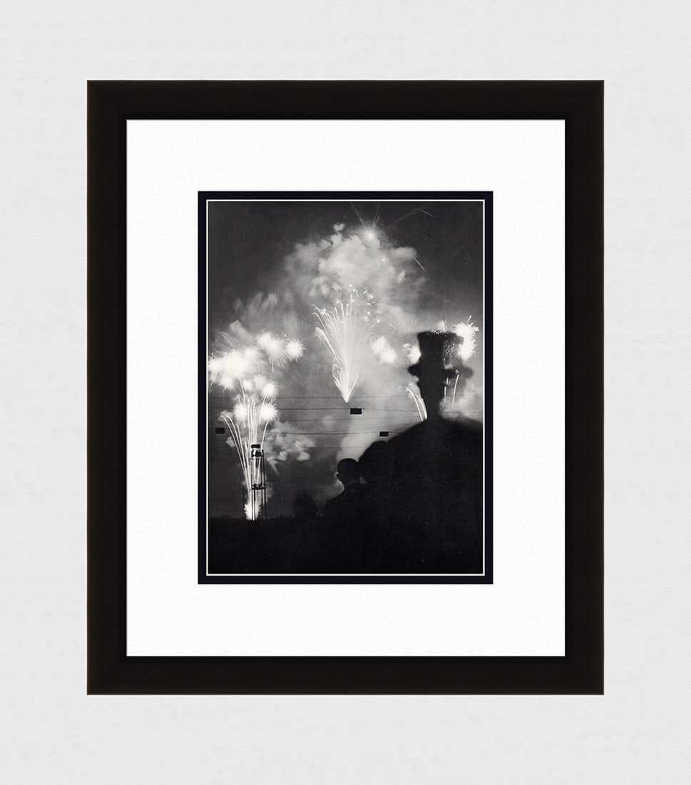 Brassai Fireworks 1930's photogravure: Brassai. (Hungarian-French, 1899-1984). Fireworks. Antique Photogravure. 1937-1940. Excellent. Teriade. Draeger Freres. Image Size 10 1/4 x 14 inches. Approximately 18 x 22 inches. This piece has been