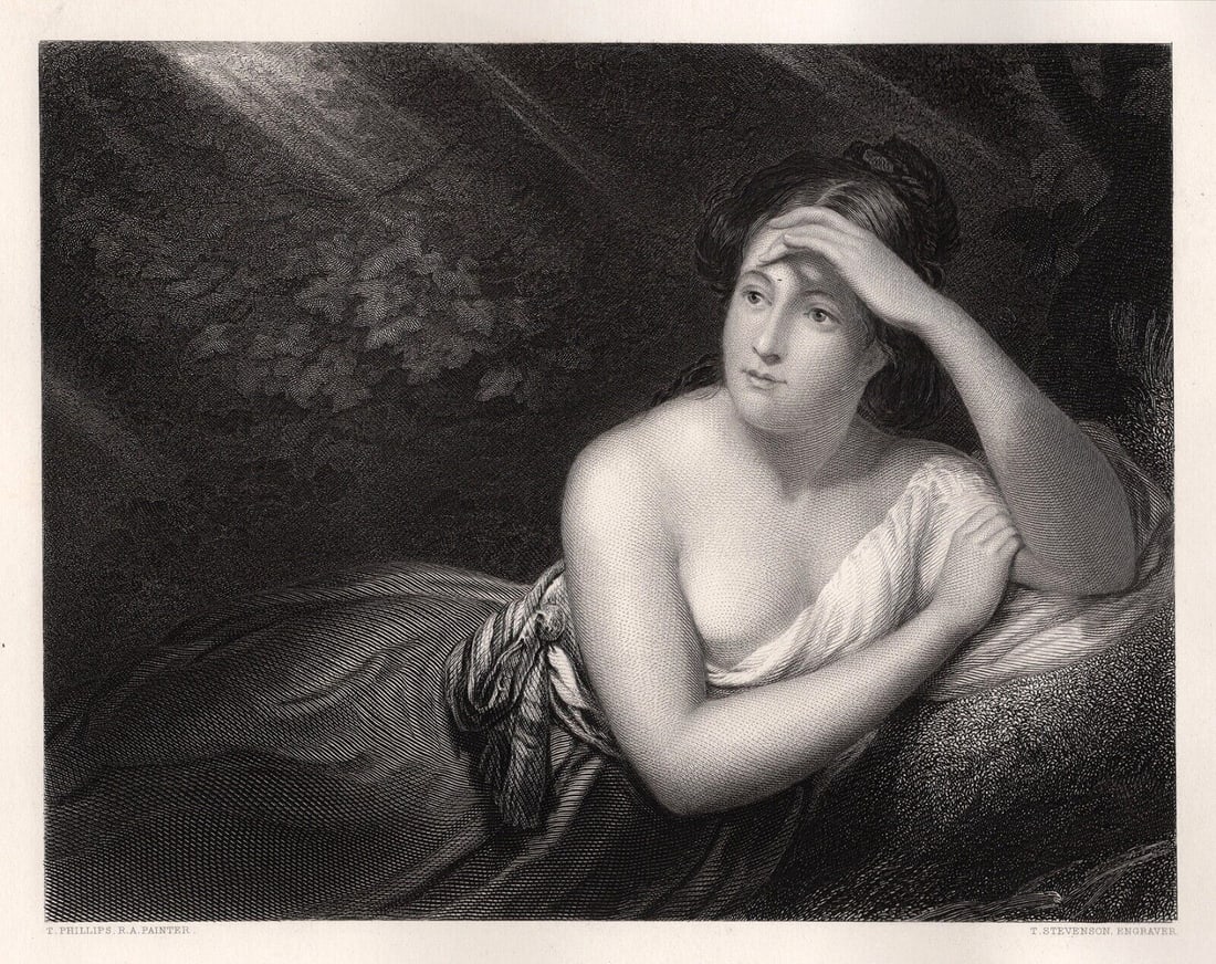 Thomas Phillips 1800s Engraving The Reclining Nymph Signed Framed (1 of 3)