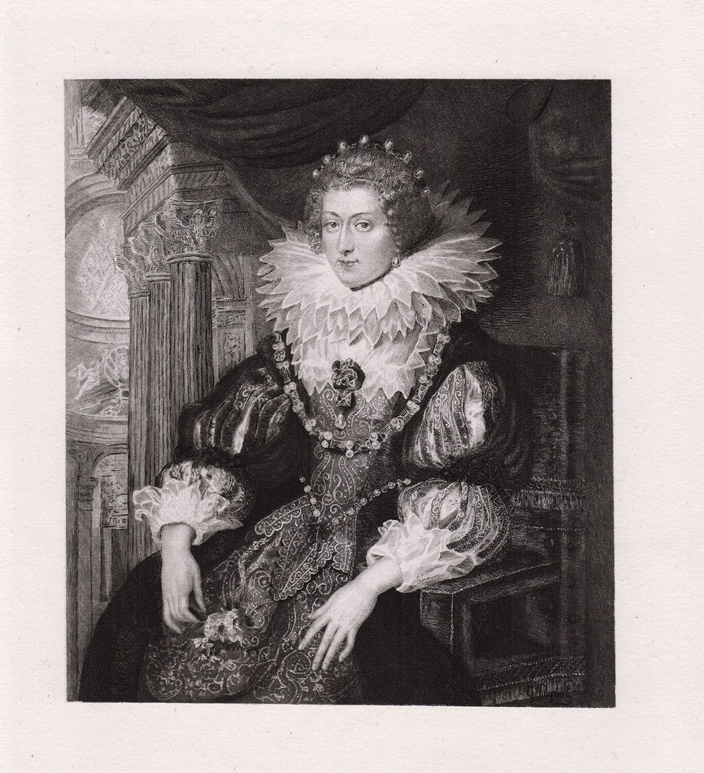 Peter Paul Rubens Elizabeth of France 1886 Etching (1 of 3)
