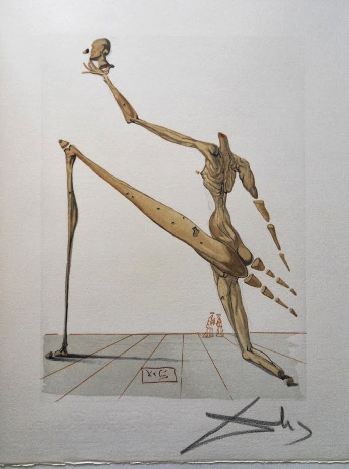 1960 Salvador Dali Bertran de Horn Authentic Woodcut (1 of 3)