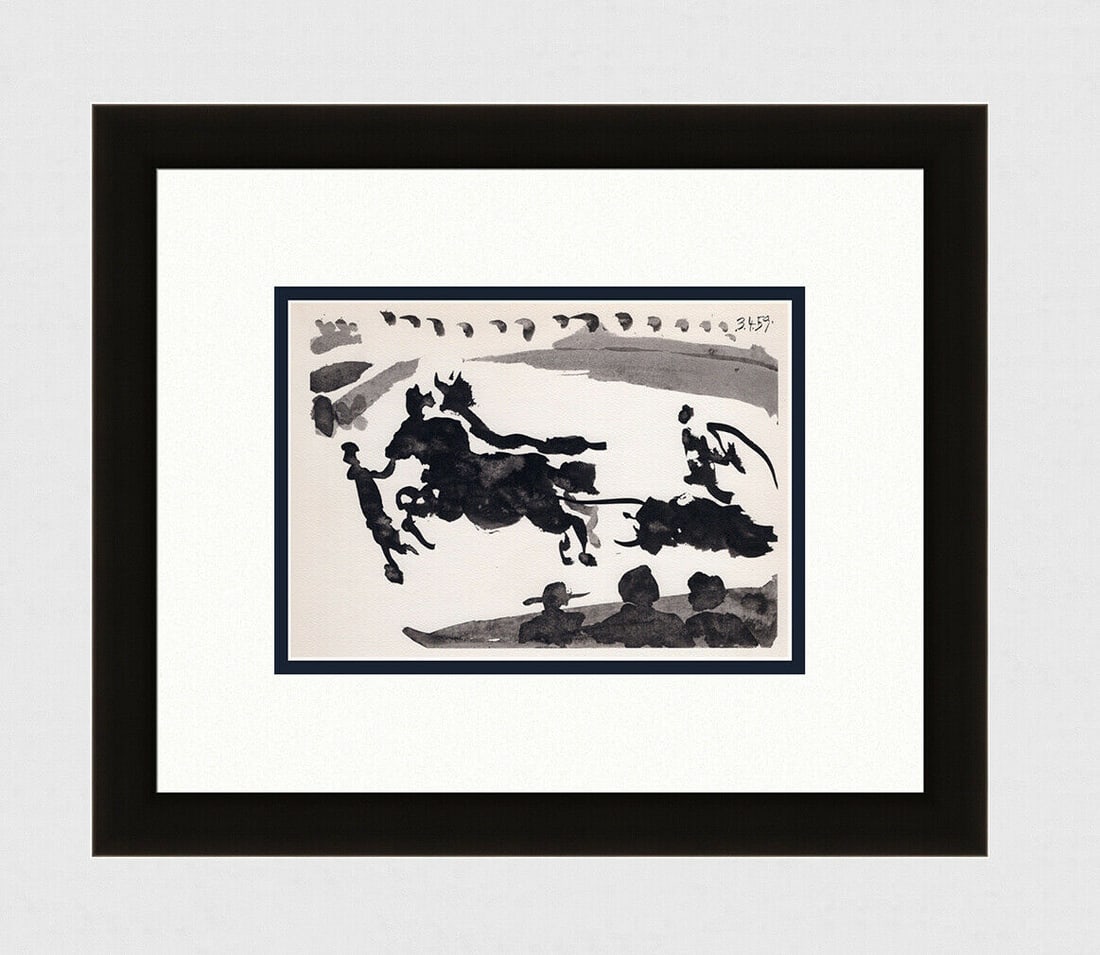 Pablo Picasso 1961 Vintage Lithograph Raging Bulls FRAMED (1 of 3)