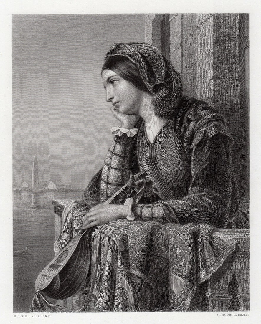 1867 Henry Nelson L'Inamorata engraving signed (1 of 3)