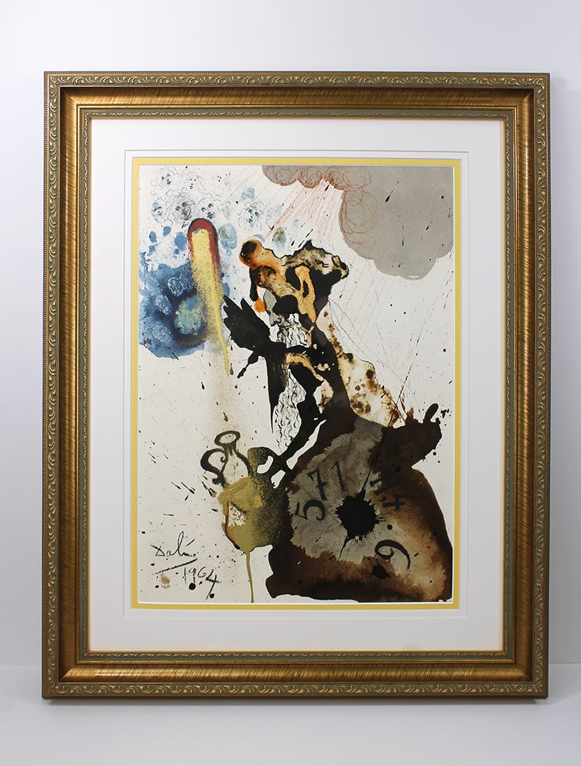 Dali Writing on the Wall 1967 Original Framed Lithograph (1 of 4)