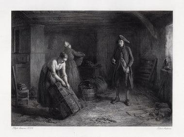 HUGH CAMERON Antique Engraving The Laird of Dumbiedykes Framed SIGNED