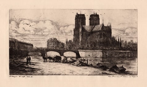 Charles Meryon Etching Historic Le Pont-au-Change, Paris Framed SIGNED