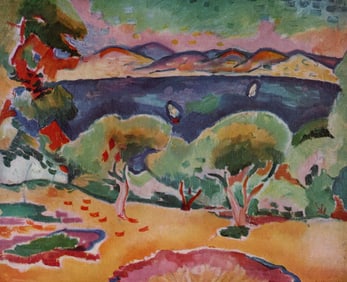 1956 GEORGES BRAQUE Vintage Color Print La Ciotat Landscape Framed SIGNED