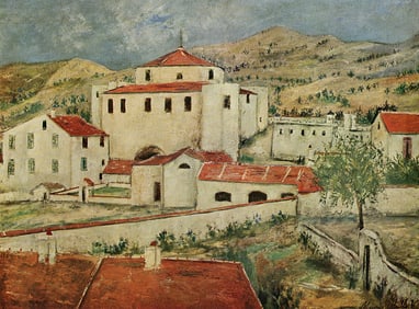 Maurice Utrillo 1948 Vintage Color Print Paysage De Corse Framed Signed