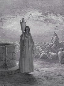 1800s DORE Biblical Wood Engraving "Jacob with Laban's Flocks" SIGNED FRAMED