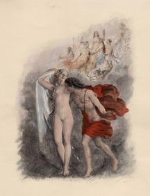 Original 1947 Paul-Emile Becat Limited Lithograph The Fourth Kiss Framed