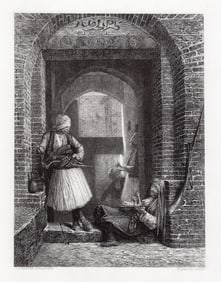 1879 Gerome Guard House in Cairo engraving signed