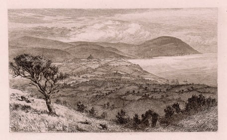 John Lloyd Warden Page Exmoor from the Quantocks 1890 etching