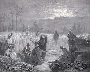 Gustave DORE 1800s Religious Wood Engraving "Return of the Ark" Framed SIGNED