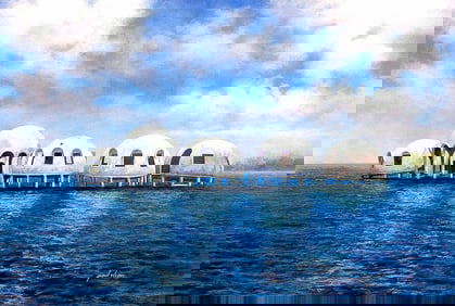 Original Paul Wren Dome Homes Painting 36 x 24 Inches