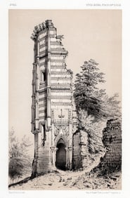 Victor PETIT Original 1800s Lithograph Chateau de Montfort SIGNED FRAMED