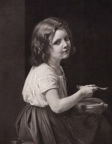 1800s BOUGUEREAU Antique Print La soupe Framed