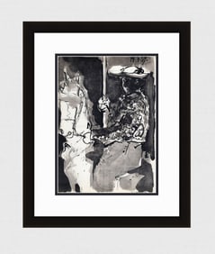 PABLO PICASSO 1961 Vintage Lithograph Horse and Rider FRAMED