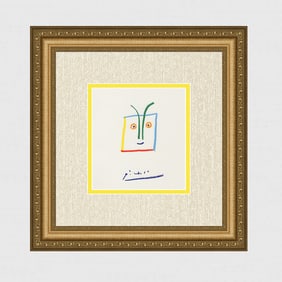 1968 PICASSO Color Lithograph "Square Face" SIGNED Framed