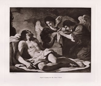 Guercino Angels Weeping over Dead Christ 1891 print